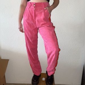 Pink Corduroy Straight Leg Pants